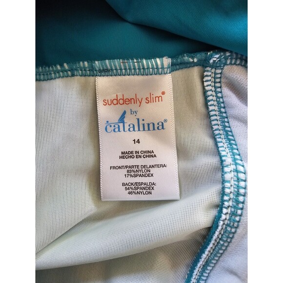 Catalina Swimsuit Women's Teal Blue One Piece Suddenly Slim Bathing Suit Size 14 - Picture 7 of 9